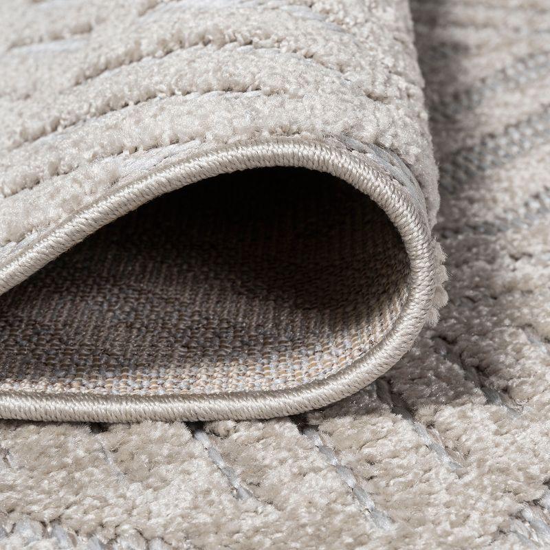 5'x8' Jordan High-Low Pile Art Deco Geometric Indoor/Outdoor Area Rug, Beige - JONATHAN Y