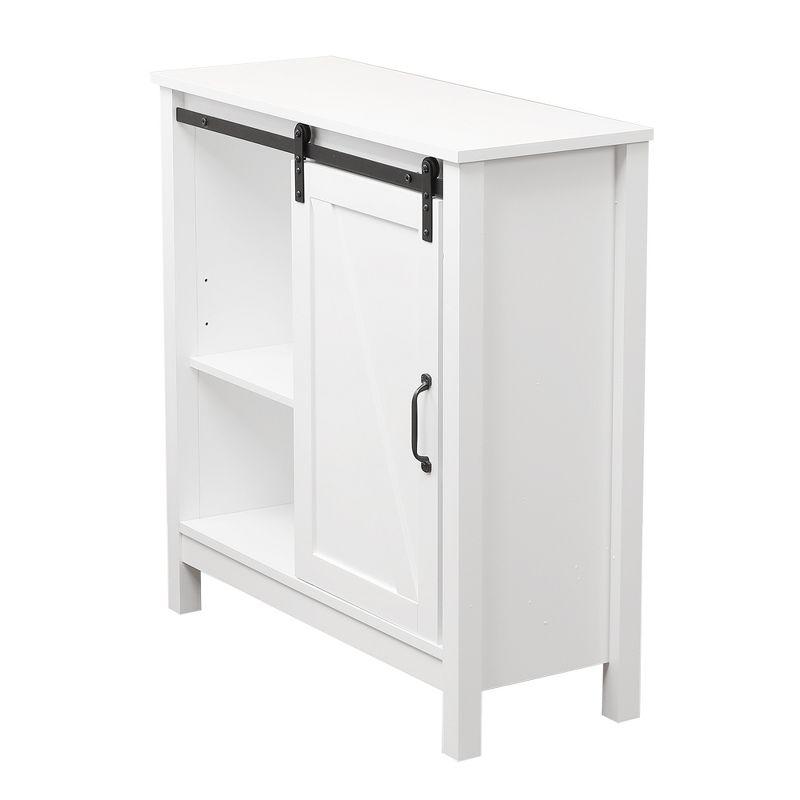 LuxenHome Farmhouse White MDF Wood Bathroom Storage Cabinet