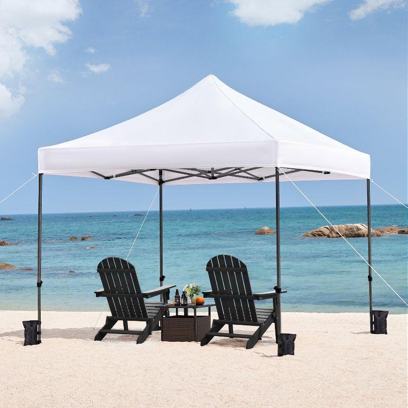 White Heavy-Duty Waterproof Pop-Up Canopy Tent 10'x10'