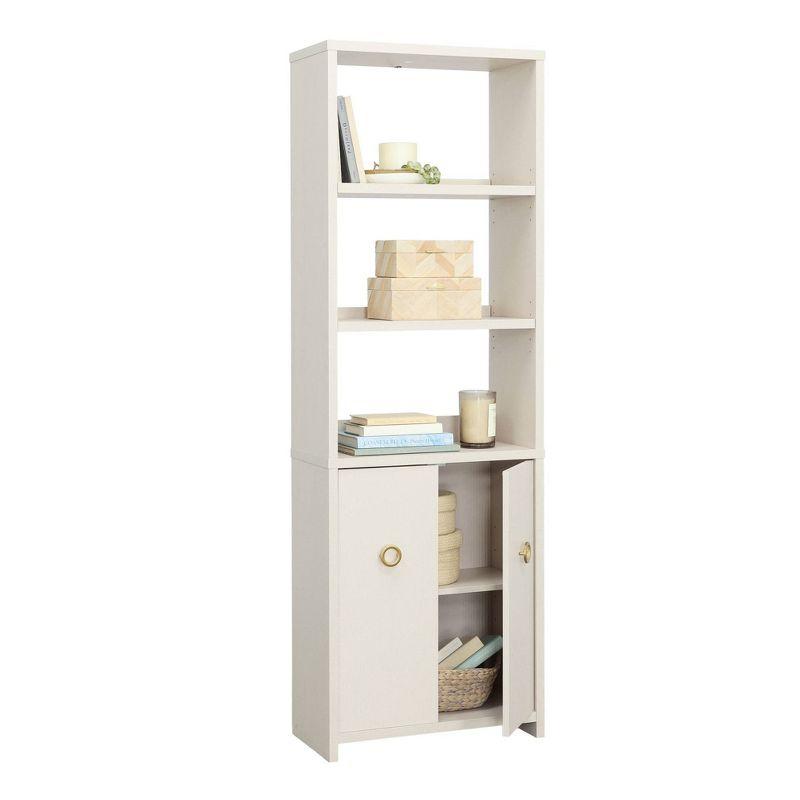 Sauder 70" 5 Shelf Grand Coast Bookcase with Doors Dove Linen