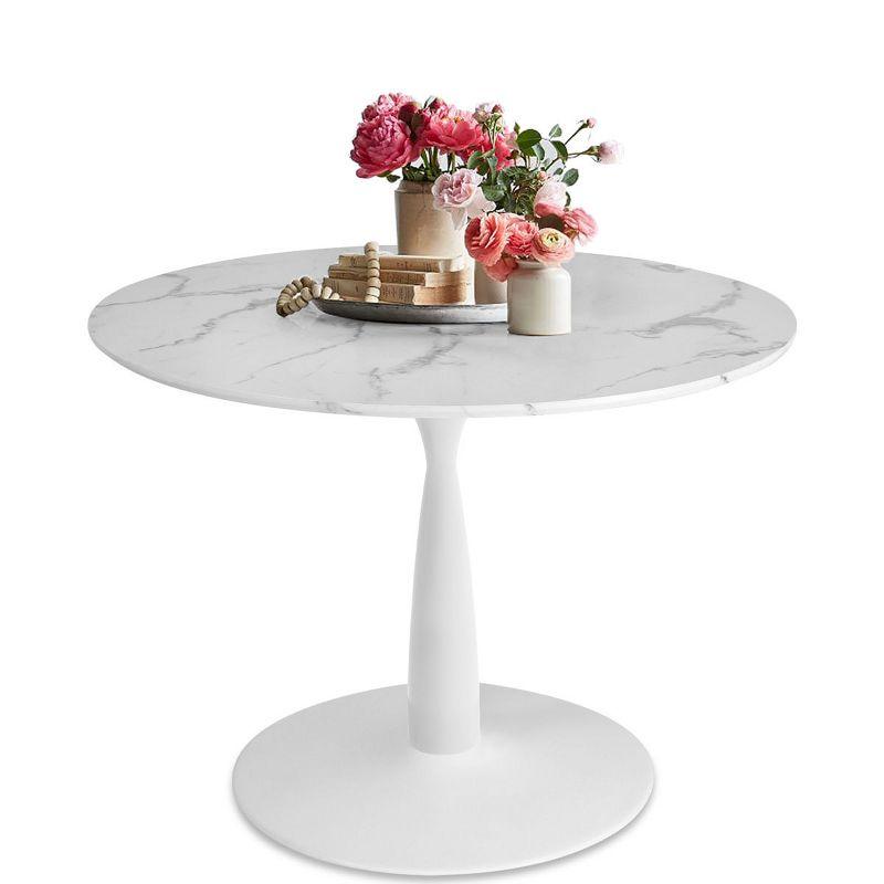 White Round Marble Dining Table with Gold Steel Base