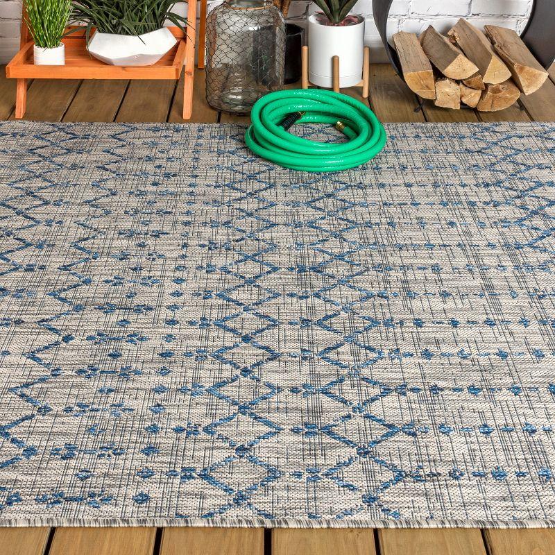 Ourika Moroccan Geometric Textured Weave Indoor/Outdoor Area Rug - JONATHAN Y