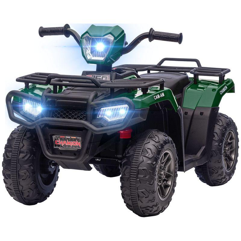 Aosom 12V Kids ATV Battery-Operated with AUX Port & USB, Kids 4 Wheeler with Tough Wear-Resistant Tread, Electric Four Wheeler Kids Ride on Car