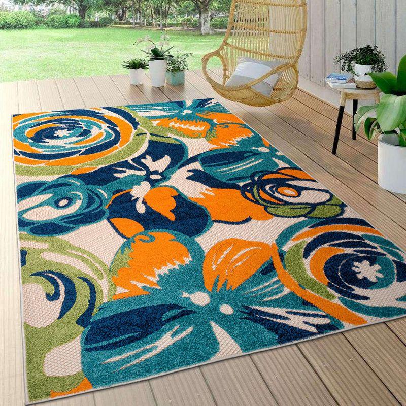 World Rug Gallery Modern Floral Indoor/Outdoor Area Rug