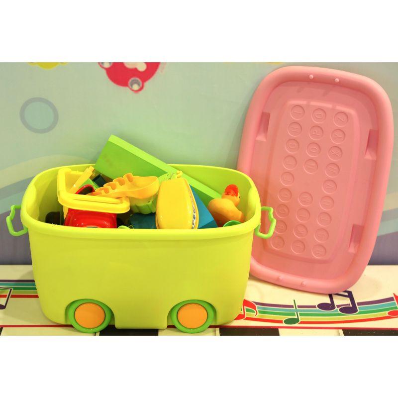 Basicwise Stackable Toy Storage Box with Wheels