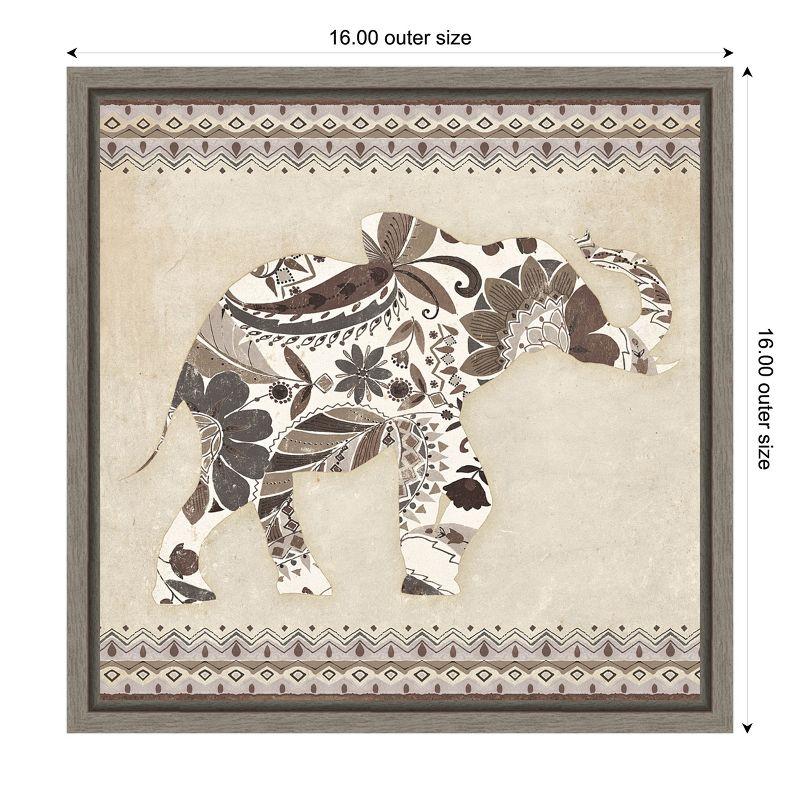 Amanti Art Boho Elephant I Neutral by Wild Apple Portfolio Canvas Wall Art Print Framed 16-in. x 16-in.