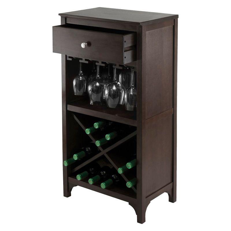 Elegant Transitional Black Wine Cabinet with X-Shelf and Glass Rack