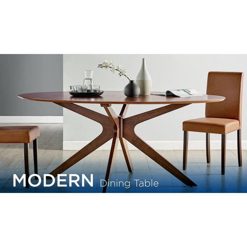 Modway 47" Crossroads Round Wood Dining Table Walnut: Mid-Century Modern, Seats 6, MDF Build