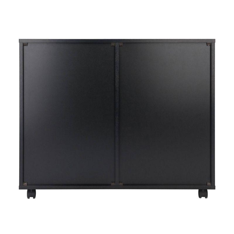 Contemporary Black Composite Wood Mobile Storage Cabinet with 4 Drawers