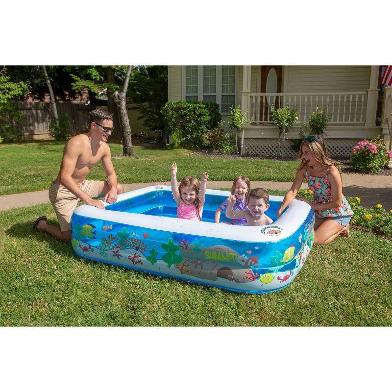 Blue Vinyl Rectangular Inflatable Kiddie Pool