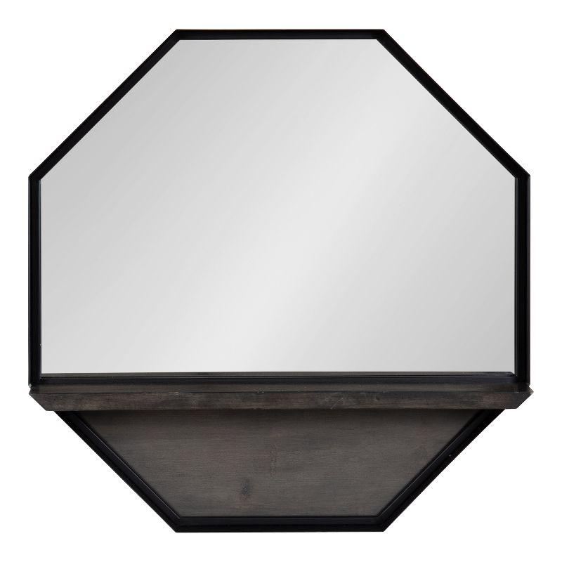 Kate and Laurel Owing Octagon Wall Shelf Mirror, 24x24, Gray