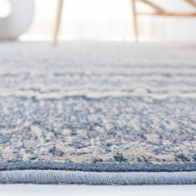 Blue Hand-Knotted Viscose and Silk Rectangular Rug