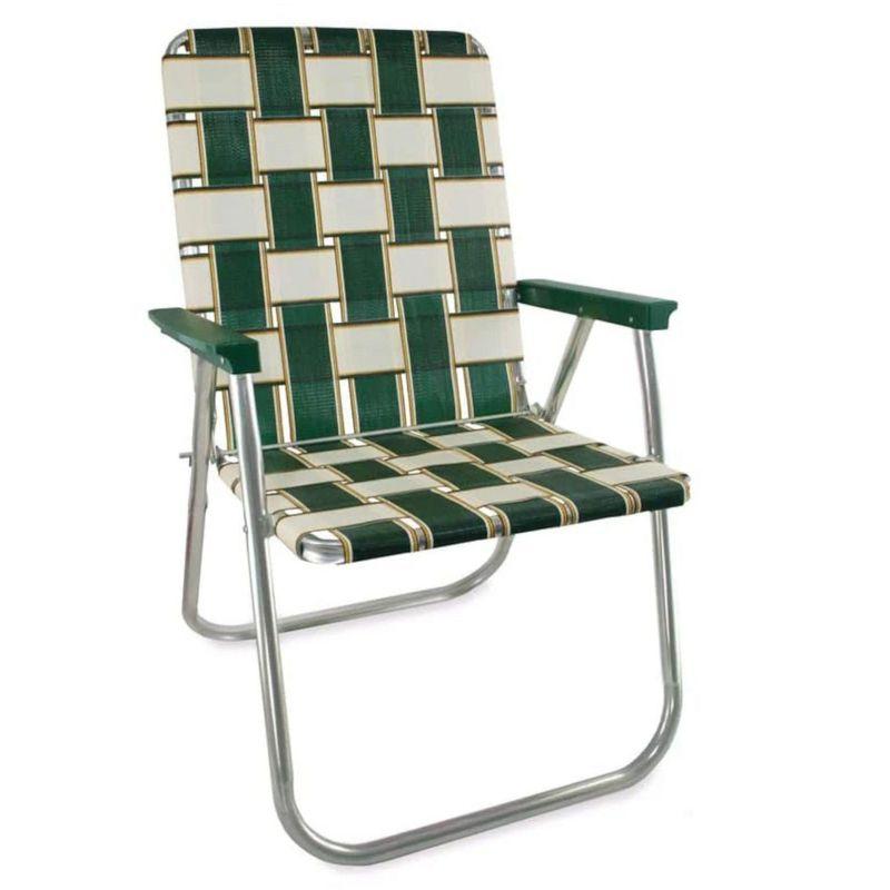 Classic Green and Tan Aluminum Webbed Lawn Chair