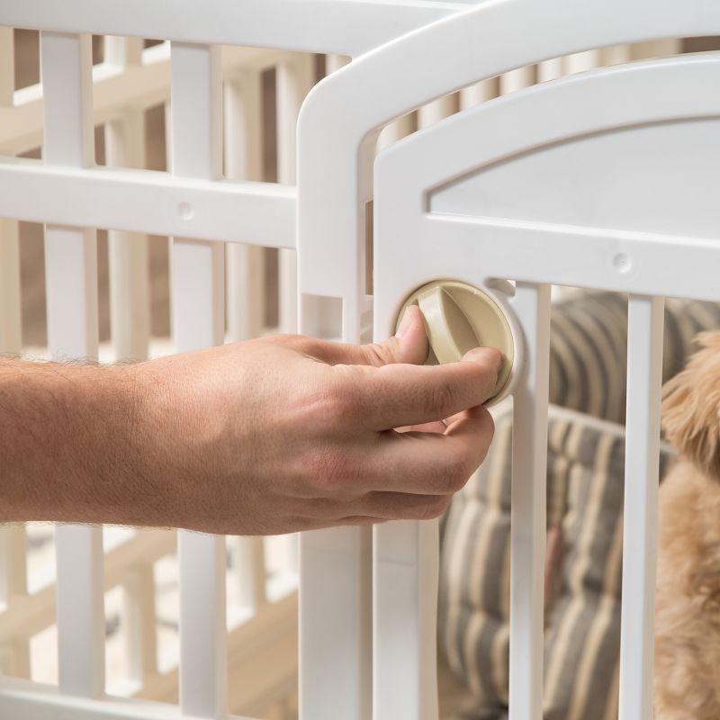 IRIS USA 24" Exercise 6-Panel Pet Playpen with Door, Dog Cat Playpen For Puppy Small Dogs Keep Pets Secure Easy Assemble Easy Storing, White