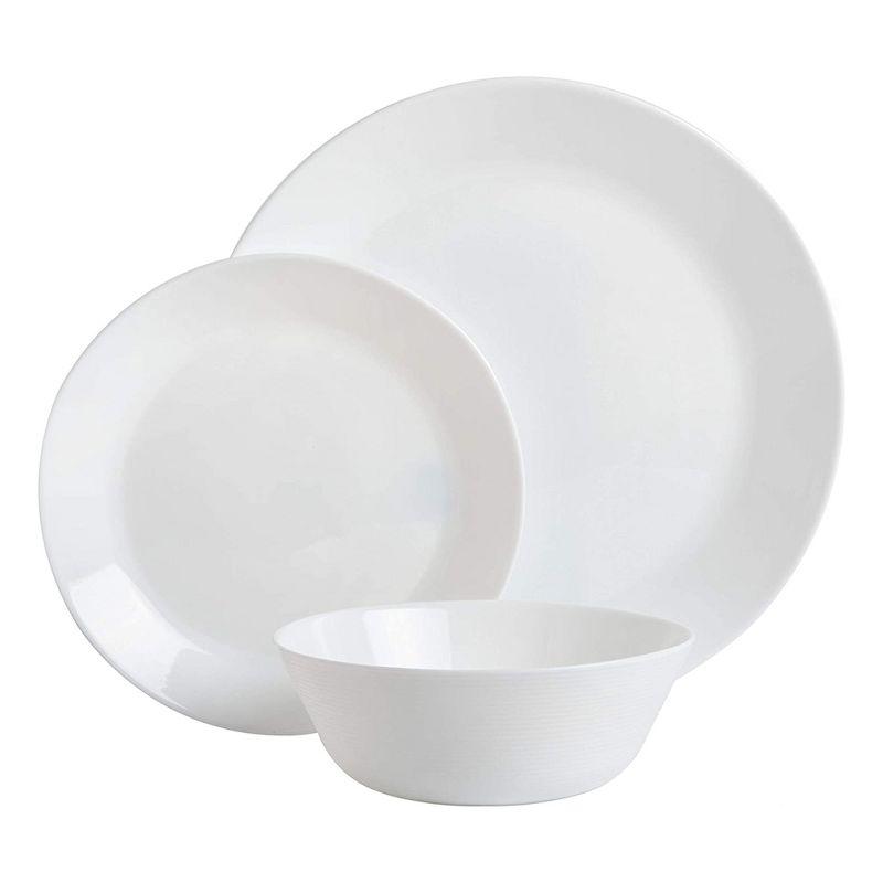 White Opal Glass Square Dinnerware Set, Service for 6