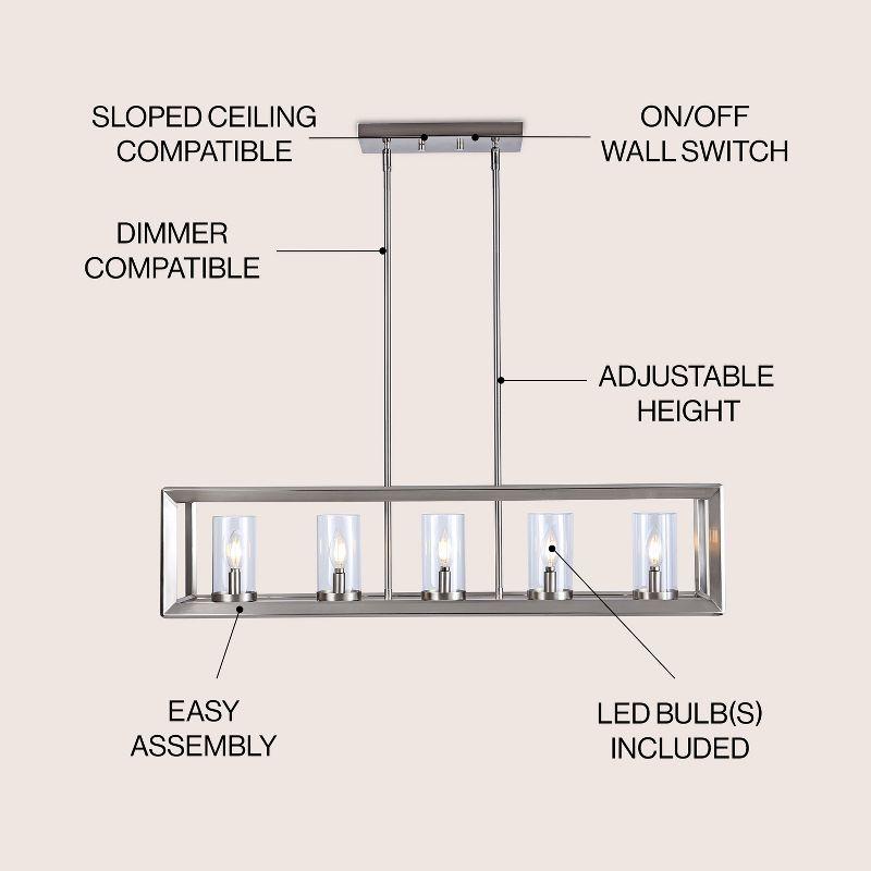 JONATHAN Y Anna Linear 5-light Metal/Glass LED Pendant