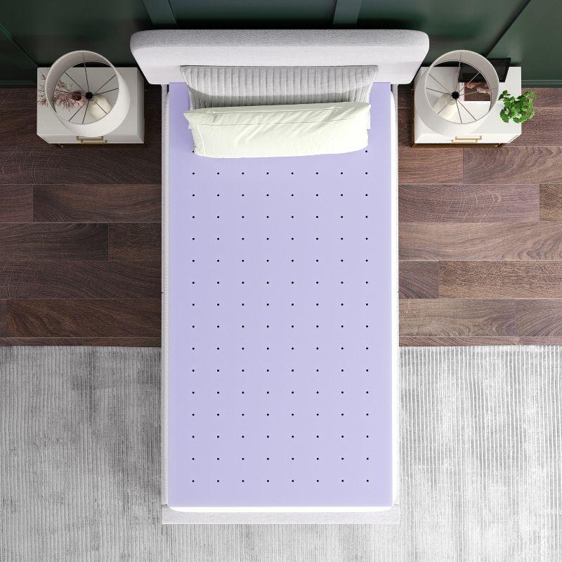 Emma and Oliver 3" Memory Foam Twin Size Mattress Topper with Lavender Infused, CertiPUR-US Certified Foam and Ventilated Construction