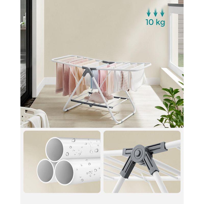 Compact White Foldable 2-Level Clothes Drying Rack