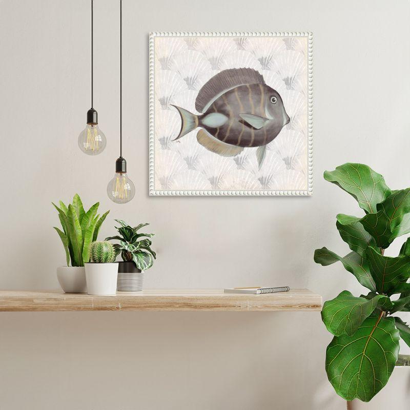 Amanti Art Neutral Vintage Fish II by Elizabeth Medley Canvas Wall Art Print Framed 16 x 16-in.