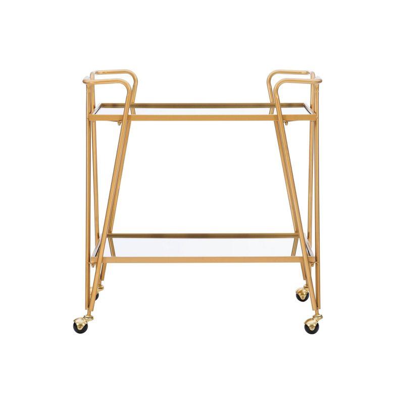 Mid-Century Glam Mirrored Gold Bar Cart with Spacious Storage