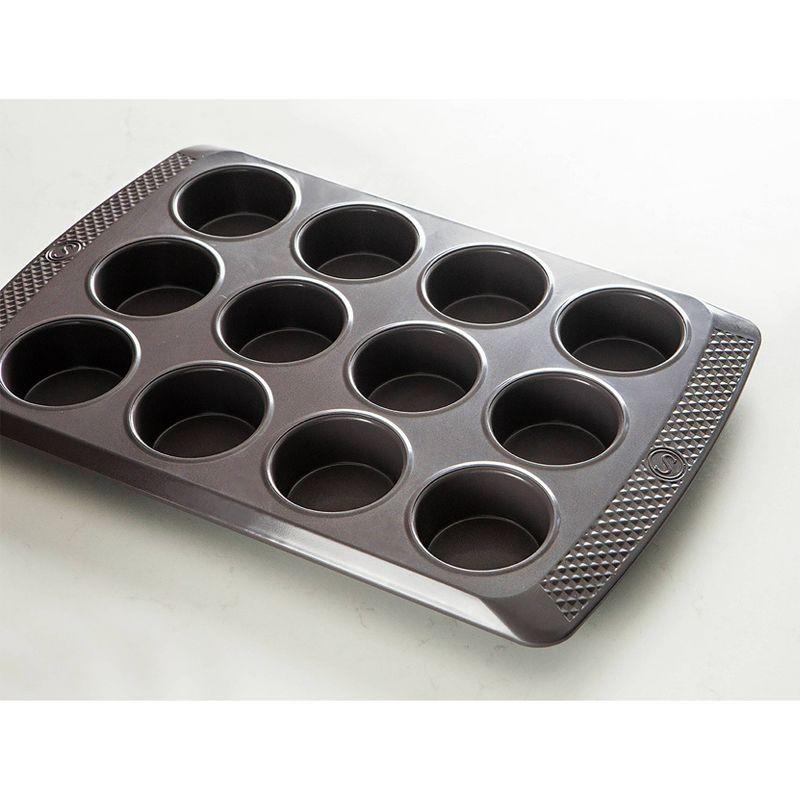 Non-stick Carbon Steel 12-Cup Muffin Pan with Textured Grip