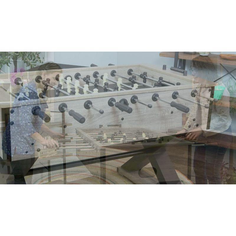 Sunnydaze Indoor Faux Rustic Distressed Wood Delano Foosball Soccer Game Table with Manual Scorers - 54" - Gray