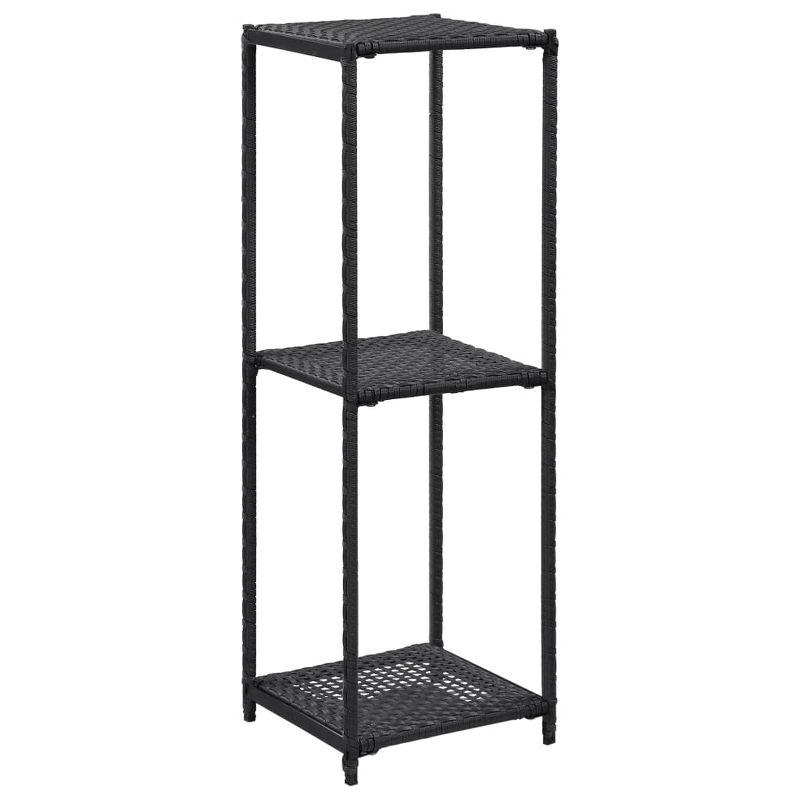 Black Poly Rattan 3-Tier Lean To Shelving Unit