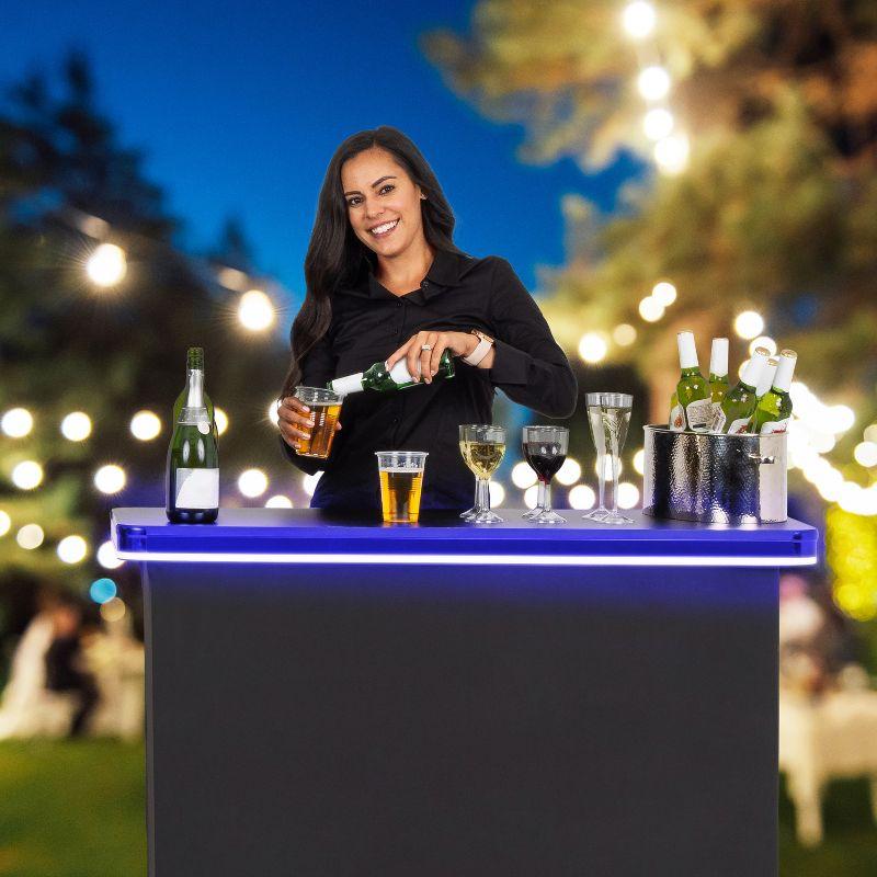 GoPong GoBar PRO LED Commercial Grade Portable Bar Table with Multi-Color Lights - 47.5 x 19 x 38 IN