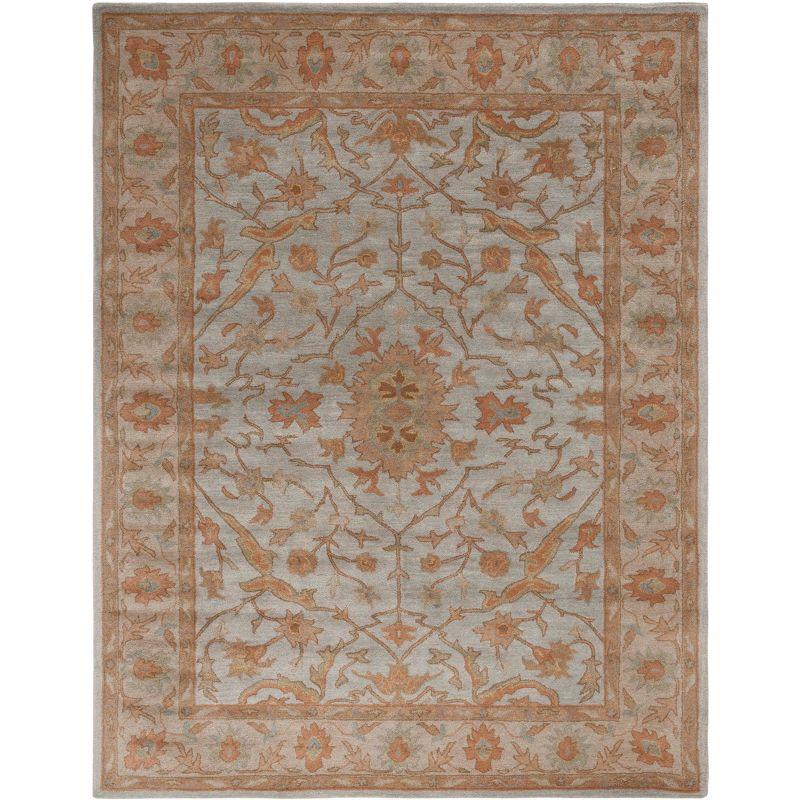 Light Blue and Ivory Hand-Tufted Wool Area Rug, 8' x 10'