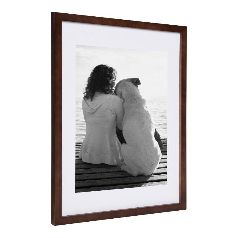 DesignOvation Gallery Rectangle Wood Wall Frame, 14x18 matted to 11x14, Walnut Brown