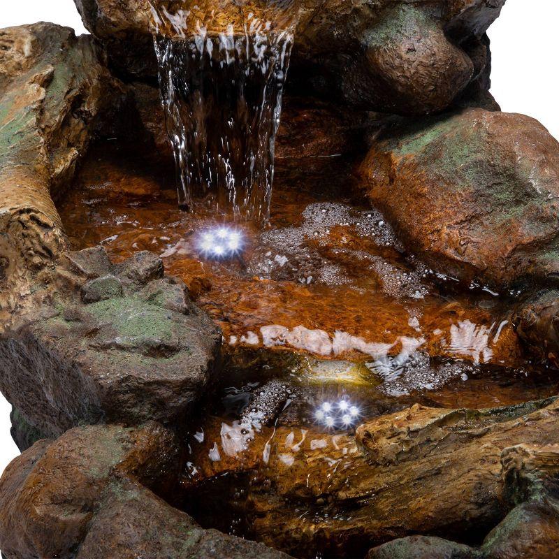 20" Cascading Stone River Fountain with LED Lights Cool White - Alpine Corporation: Indoor/Outdoor Decor, No Assembly Required