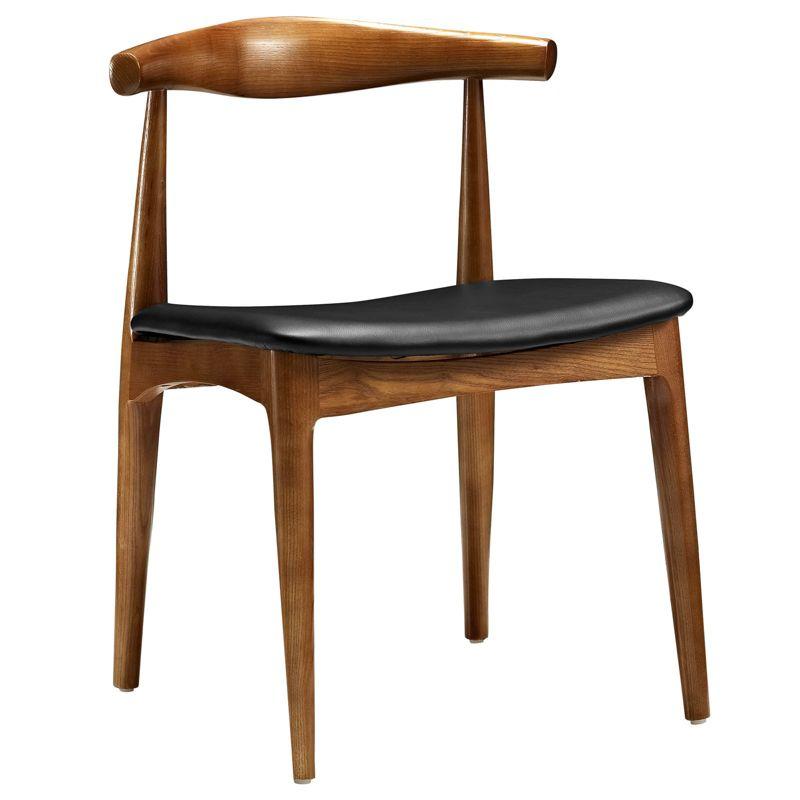 Tracy Dining Side Chair Black - Modway: Mid-Century Design, Wood Frame, Vinyl Upholstery, No Assembly Required