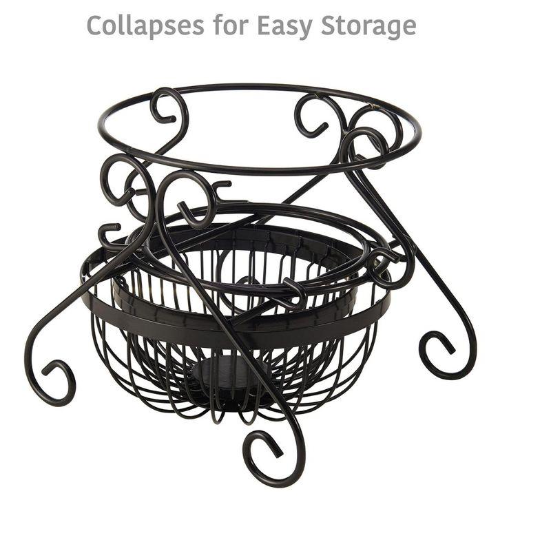 Scroll Black Iron 3-Piece Round Storage Basket Set