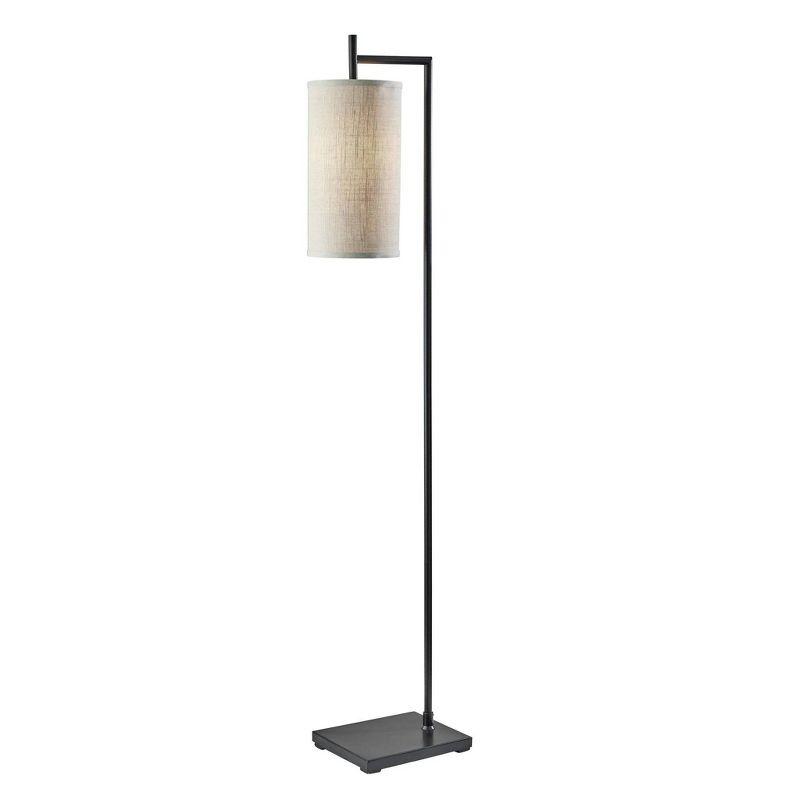 Zion Black Metal Floor Lamp with Beige Fabric Shade