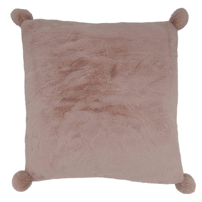 18"x18" Poly-Filled Faux Rabbit Fur Square Throw Pillow - Saro Lifestyle