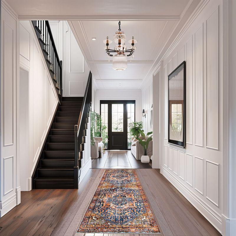 Nuloom Harriet Medallion 2x8 Runner Indoor Area Rug for Living Room Bedroom Dining Room Entryway Hallway Kitchen, Rust/Multicolor