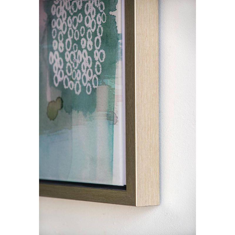 Teals Abstract Framed Printed Acrylic Wall Art - 24"H X 17.5"W X 1.5"L - Green/Beige