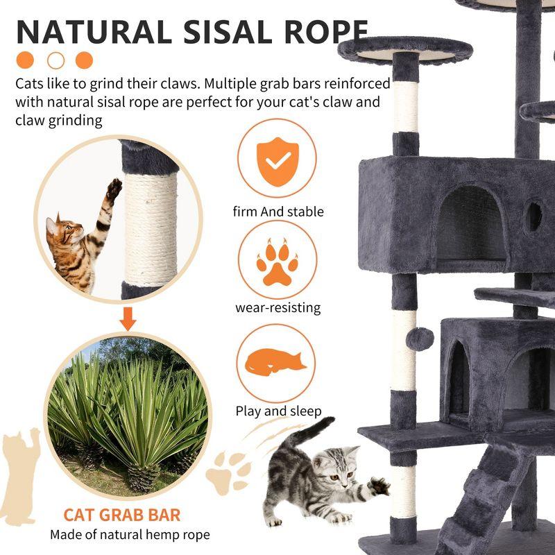 FDW 54in 70in Cat Tree Tower for Indoor Cats,Munlti-Level Cat Furiture Activity Center with Cat Scratching Posts for Kittens Pet Play House