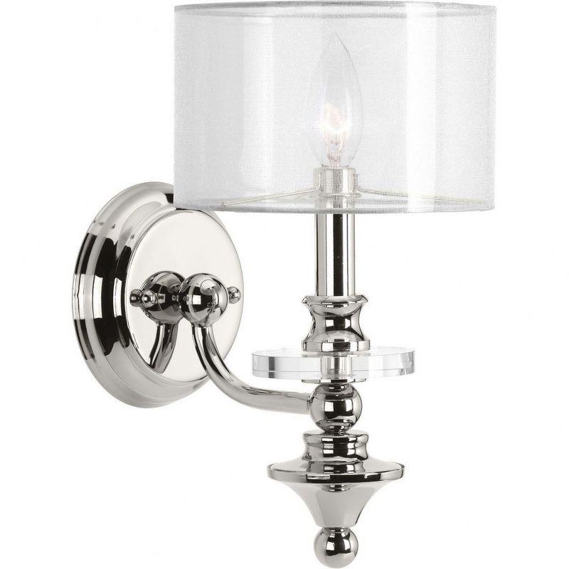 Polished Nickel Wall Sconce with Sheer Silver Organza Shade