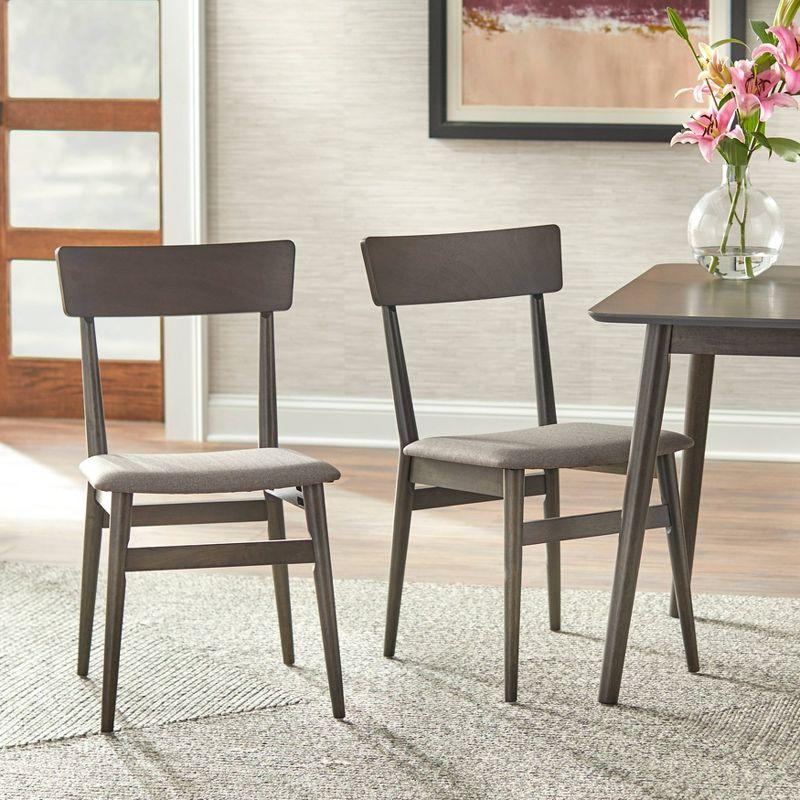 Lifestorey Set of 2 Newington Mid Century Modern Dining Chairs Charcoal Gray: Mid-Century Design, Rubberwood Frame, Polyester Upholstery