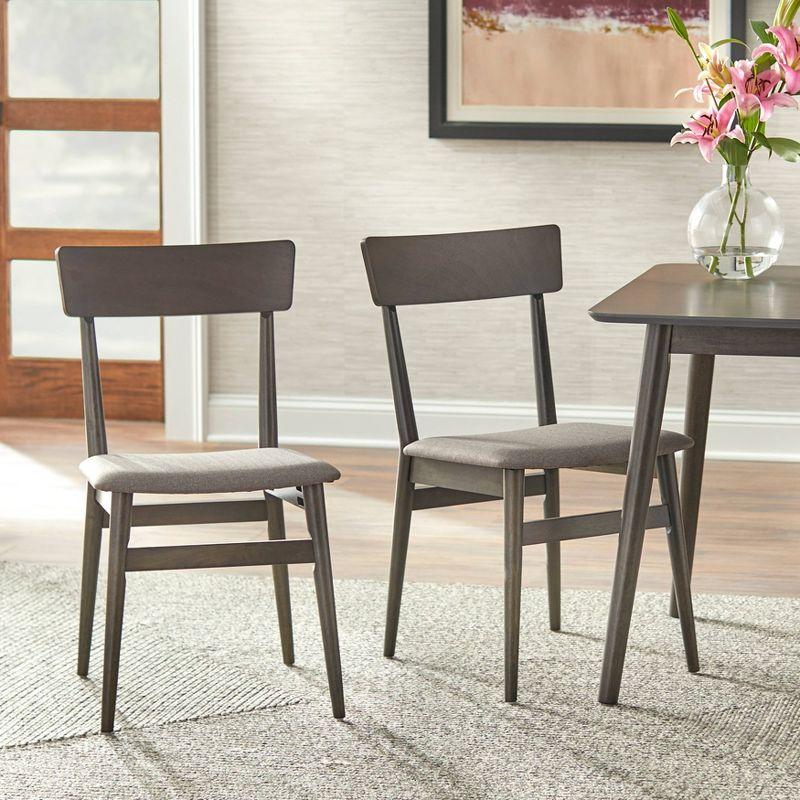 Set of 2 Newington Dining Chair Charcoal Gray - Lifestorey: Mid-Century Design, Rubberwood Frame, Polyester Upholstery