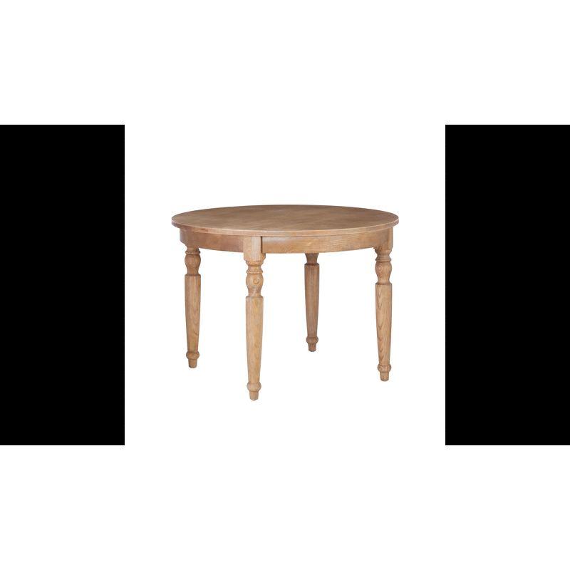 Linon Belfort Traditional Round Dining Table Light Brown: Elm Frame, MDF & Wood Veneer, Seats 4
