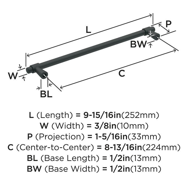 Amerock Destine 8-13/16 inch (224mm) Center-to-Center Matte Black Cabinet Pull