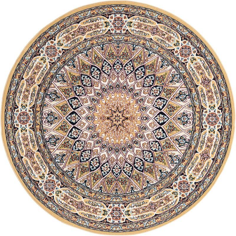 Unique Loom Narenj Collection Area Rug - Adams (5' 1" Round Beige/Blue)