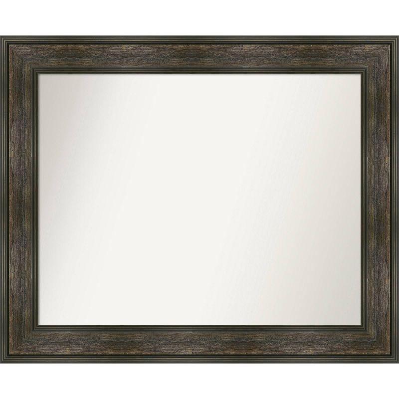 34" x 28" Non-Beveled Rail Rustic Char Wall Mirror - Amanti Art: Rectangle, Polystyrene Frame, Wall Mounted