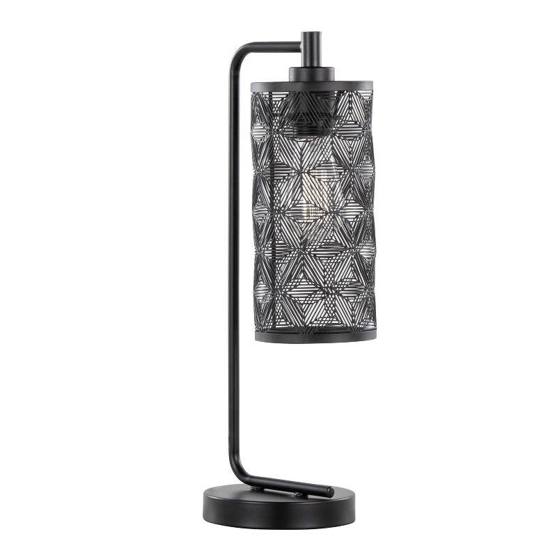 LumiSource (Set of 2) Gwen 18" Contemporary Metal Task Lamps Matte Black Metal from Grandview Gallery: UL Listed, Drum Shade, No Bulbs Included