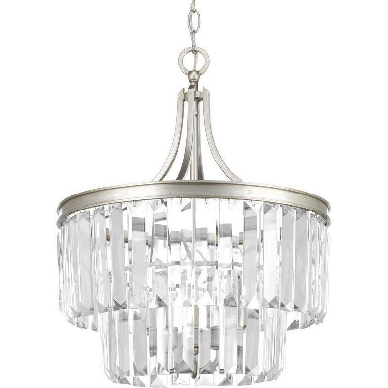 Progress Lighting Glimmer 3-Light Semi-Flush Ceiling Light, Silver Ridge, Prismatic Glass Shade