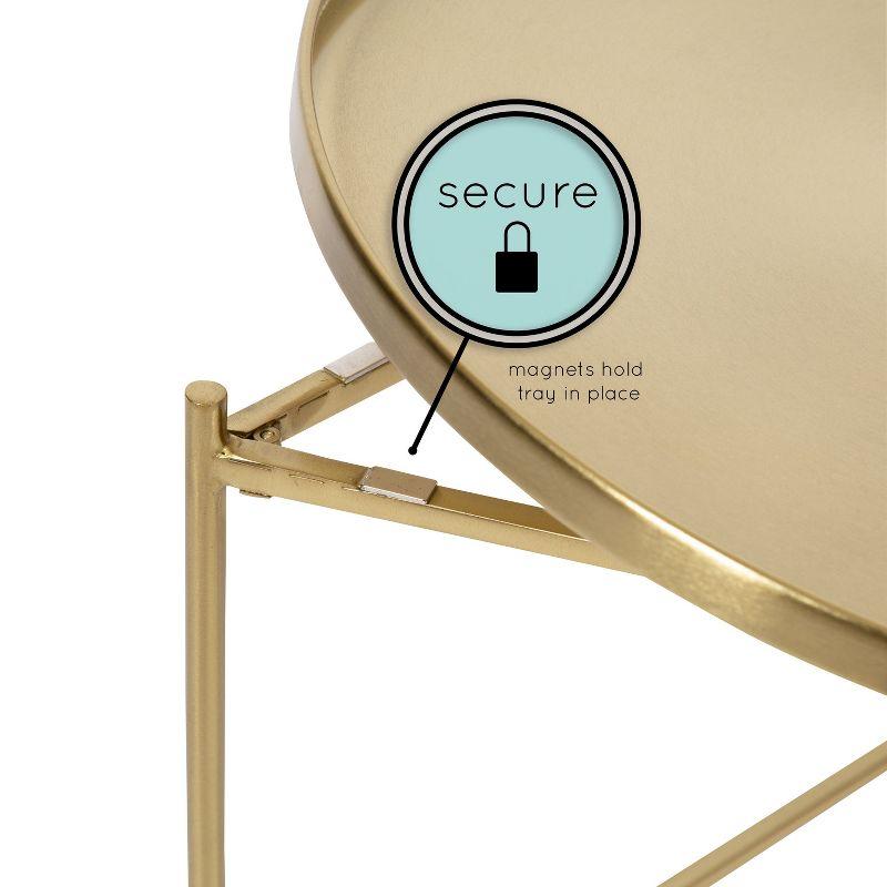 Kate and Laurel Ulani Round Wood Nesting Table, 2 Piece, Walnut Brown and Gold