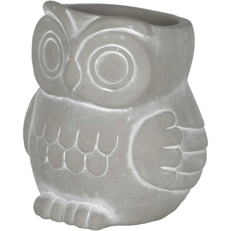 Classic Home and Garden Cement Buddies Indoor/Outdoor Planter with Drainage Hole, Owl, Gray, Small, 4.5in
