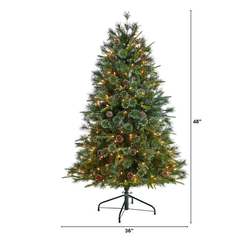 Nearly Natural 4-ft Snowed Tipped Clermont Pine Artificial Christmas Tree